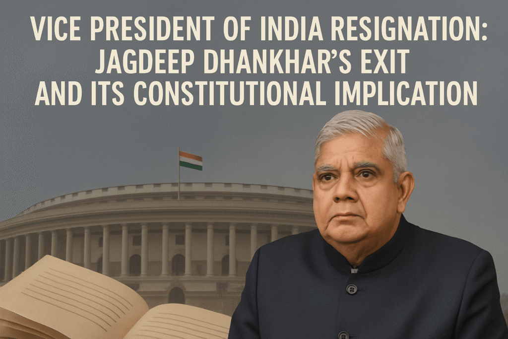 Vice President of India Resignation: Jagdeep Dhankhar’s Exit and Its Constitutional Implications