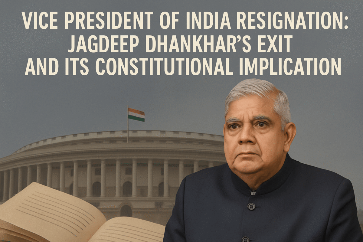 Vice President of India Resignation: Jagdeep Dhankhar’s Exit and Its Constitutional Implications