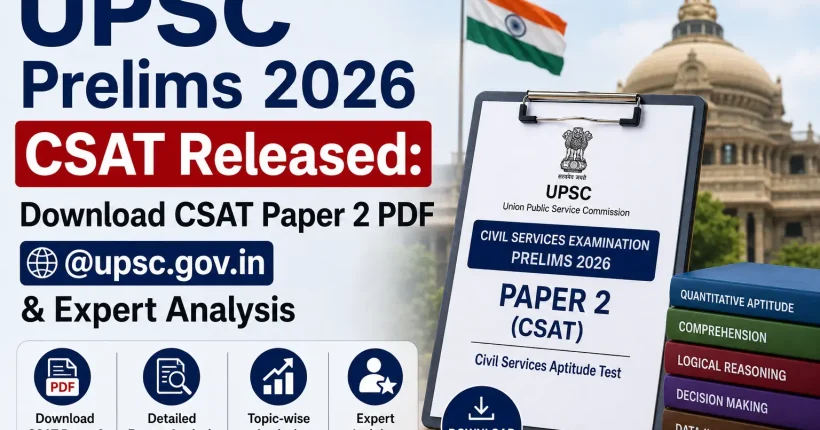 UPSC Prelims 2026 CSAT Released: Download CSAT Paper 2 PDF @upsc.gov.in & Expert Analysis
